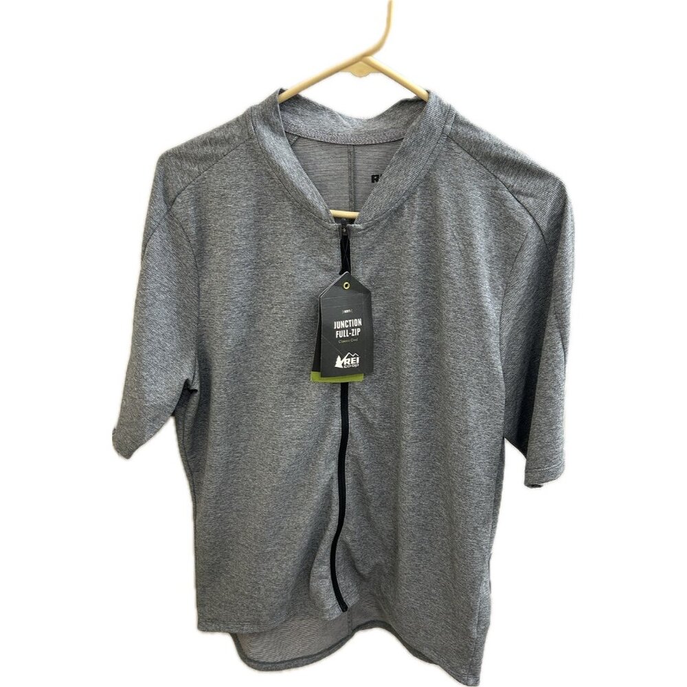 NWT REI Mens Beachstone Gray Junction Full Zip Cycling Jersey L